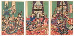 The Three Musical Instruments Played at Imamurasaki's Room of the Kinpei-ro, Edo-machi in the New Yoshiwara / Yoshitora