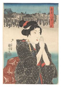 Eight Views of Night Visits to Temples and Shrines / Kagurazaka / Kuniyoshi