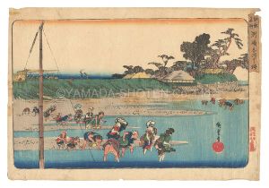 Famous Places in Edo / Gathering Shellfish at Low Tide at Susaki / Hiroshige I