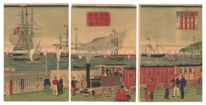 View of the Sea from the Steam Train in Motion at Yokohama / Hiroshige III