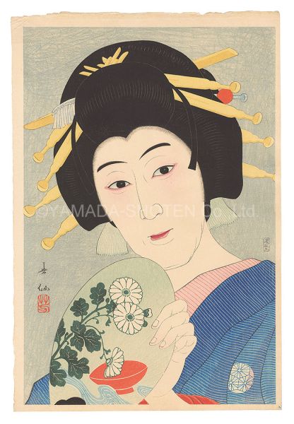 Natori Shunsen “Collection of Portraits by Shunsen, the Additions / Actor Onoe Baiko VI as Aburaya Okon”／