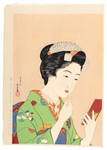 Woman Appplying Color to Her Lips【Reproduction】 / Hashiguchi Goyo